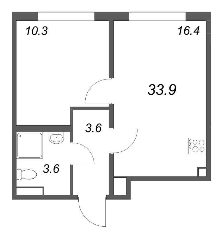 2 ккв (Евро) 33,9 м²