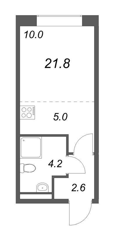 Студия 21,8 м²