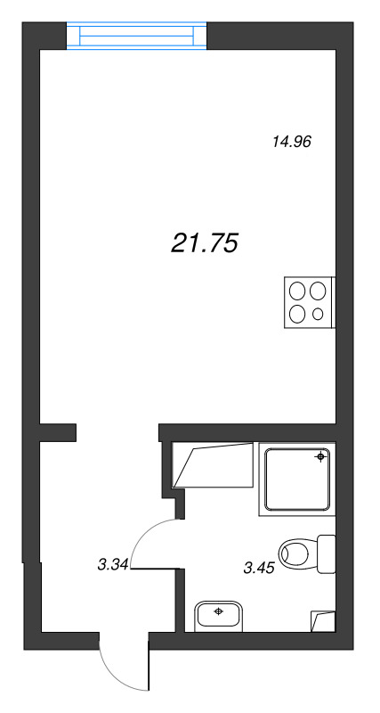 Студия 21,8 м²