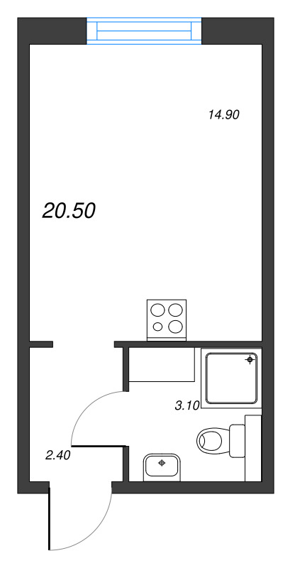 Студия 20,5 м²