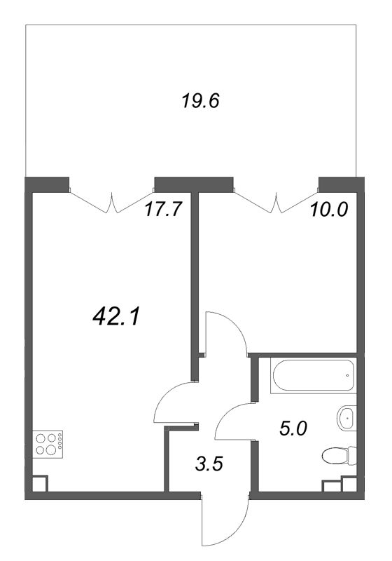 2 ккв (Евро) 42,1 м²