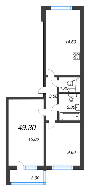 2 ккв 49,3 м²