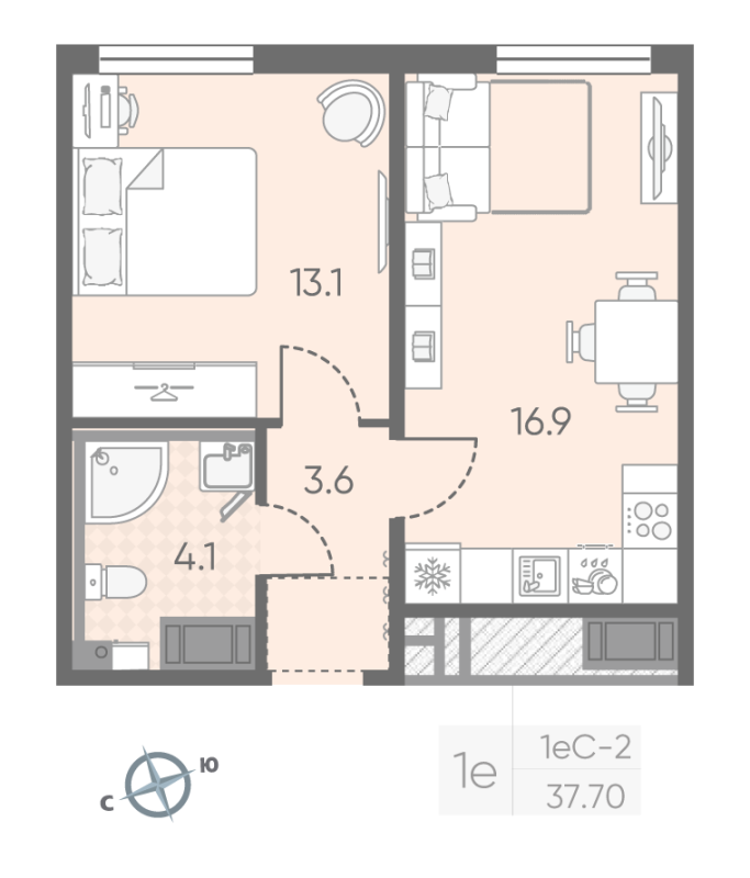 2 ккв (Евро) 37,7 м²