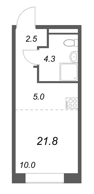 Студия 21,8 м²