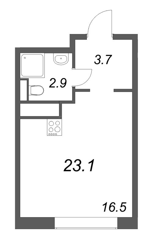 Студия 23,1 м²