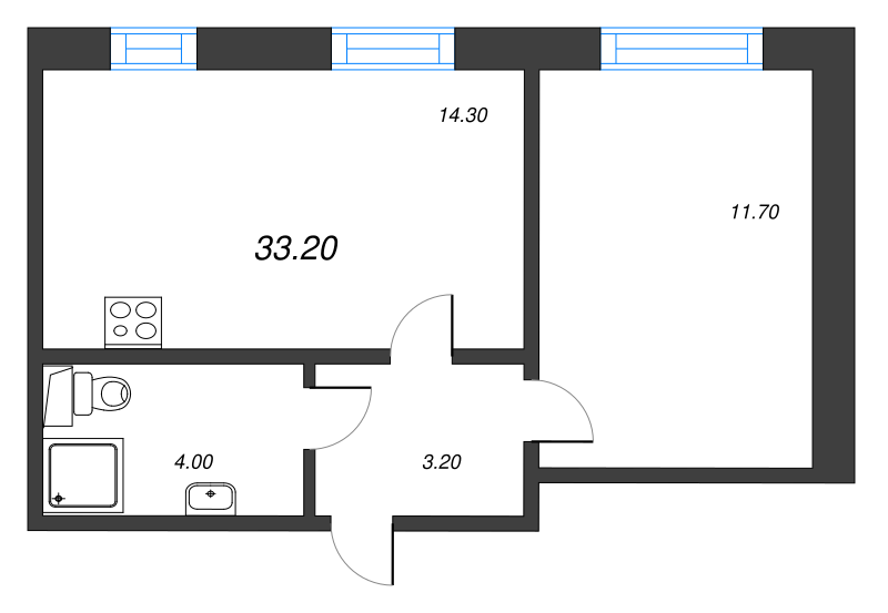 1 ккв 33,3 м²