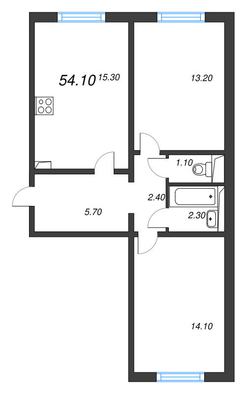 3 ккв (Евро) 54,1 м²