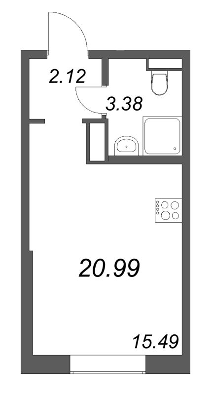 Студия 21 м²