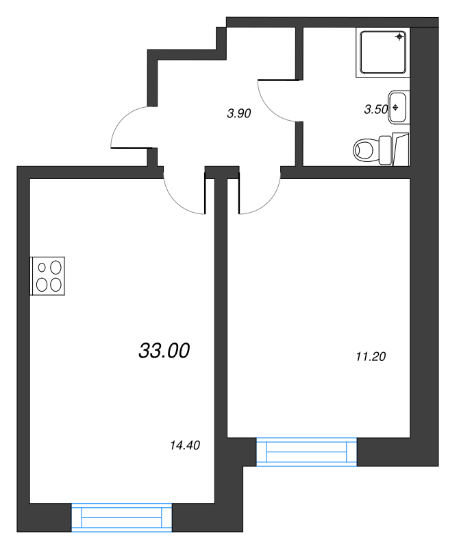 1 ккв 33,1 м²