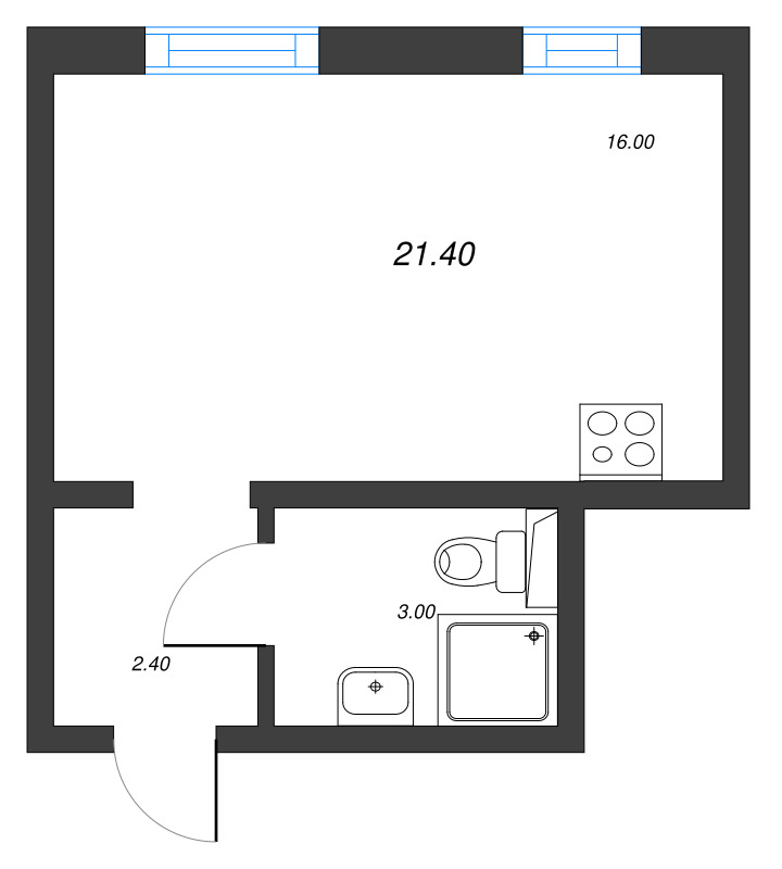 Студия 21,4 м²