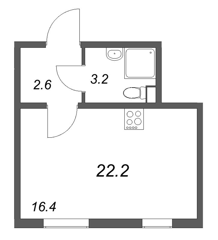 Студия 21,5 м²