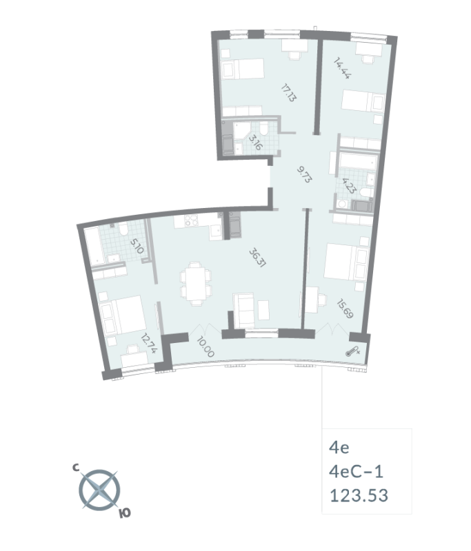 5 ккв (Евро) 123,9 м²