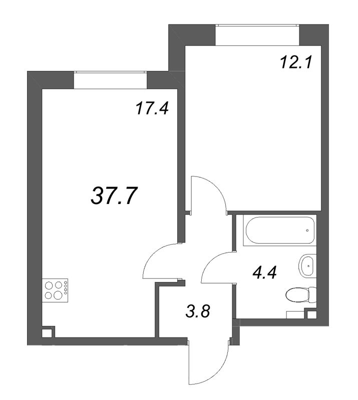 2 ккв (Евро) 37,7 м²