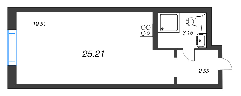 Студия 25,2 м²