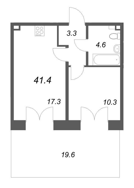 2 ккв (Евро) 41,4 м²