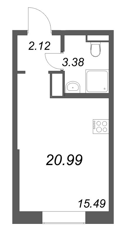 Студия 21 м²