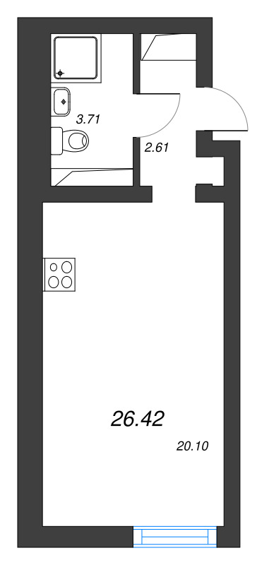 Студия 26,4 м²