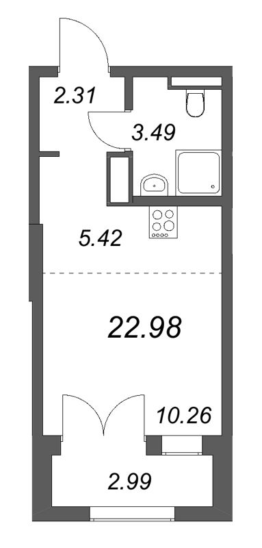 Студия 23 м²