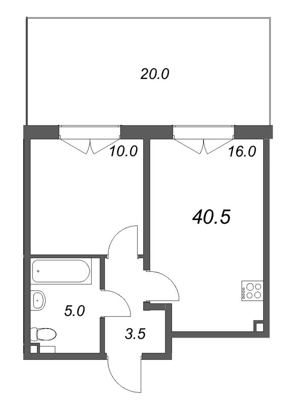 2 ккв (Евро) 40,5 м²