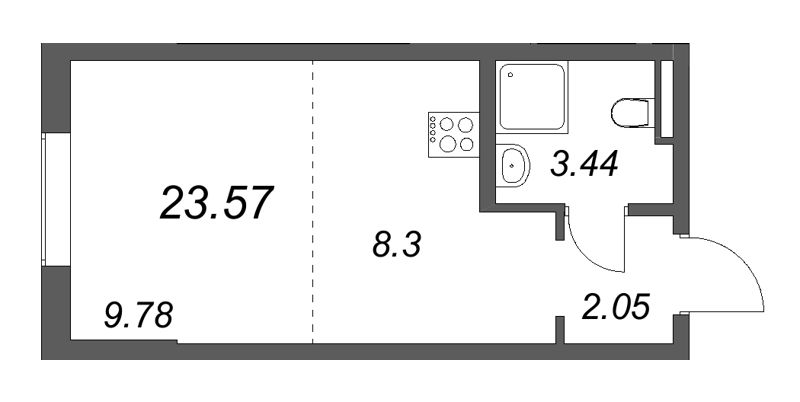 Студия 23,6 м²