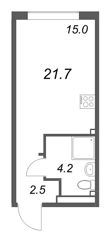 Студия 21,7 м²