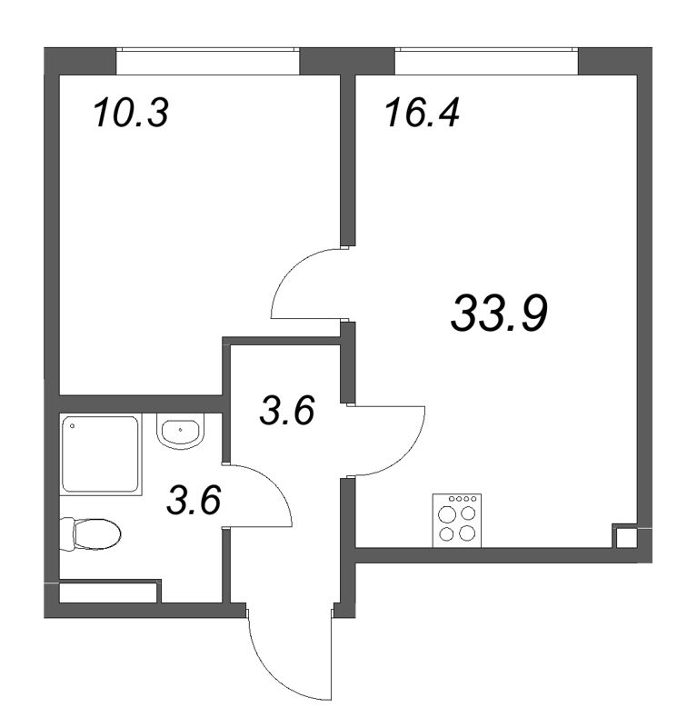 2 ккв (Евро) 33,9 м²