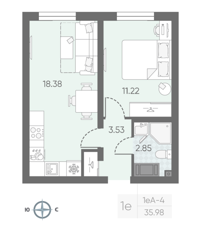2 ккв (Евро) 36,1 м²