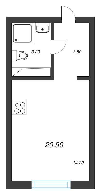 Студия 20,9 м²