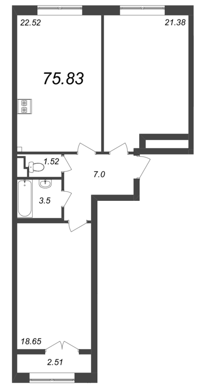 3 ккв (Евро) 76,6 м²