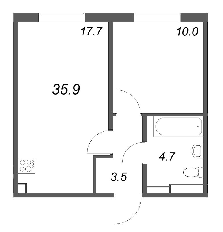 2 ккв (Евро) 35,9 м²