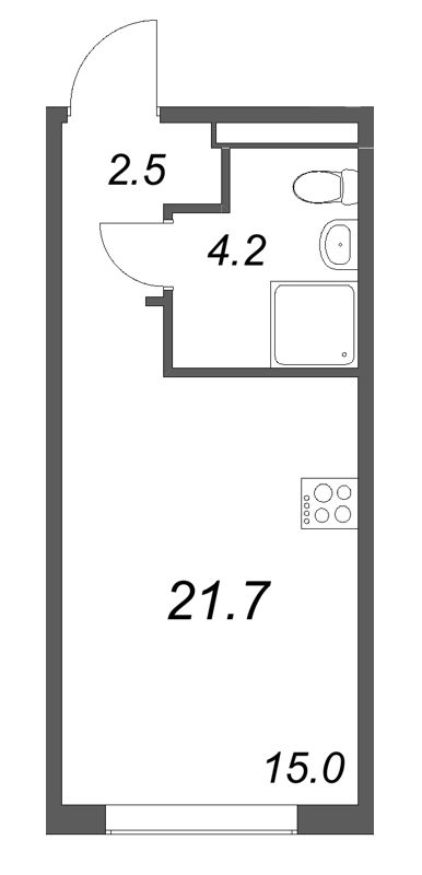 Студия 21,7 м²