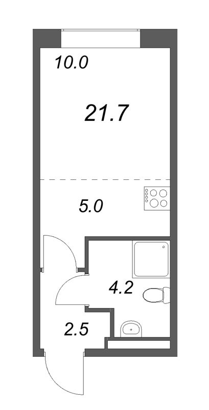 Студия 21,7 м²