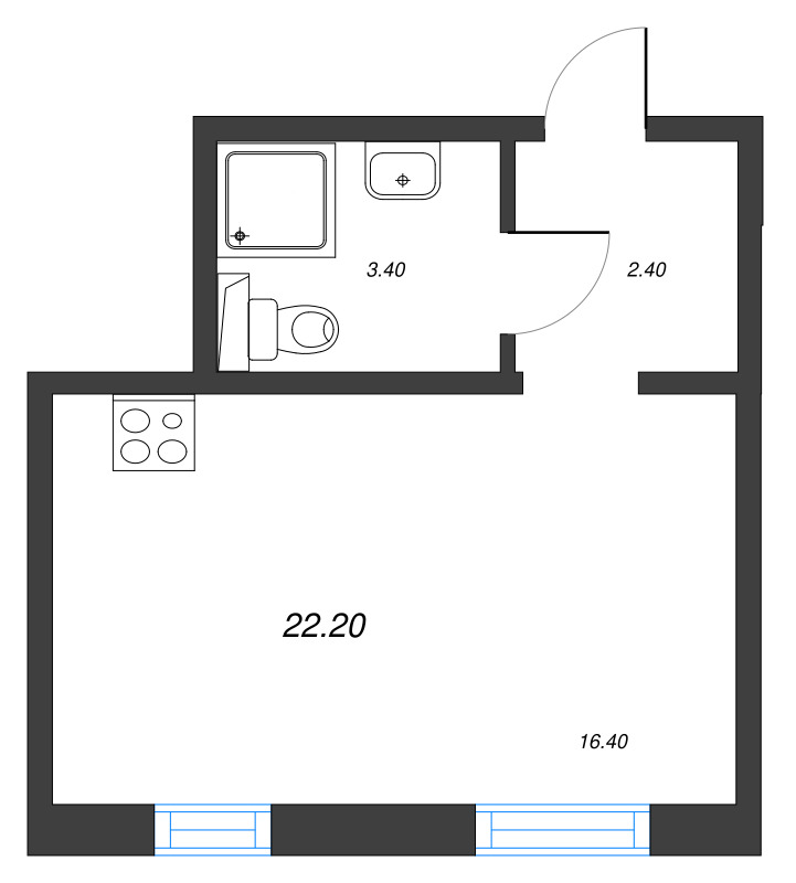 Студия 22,2 м²