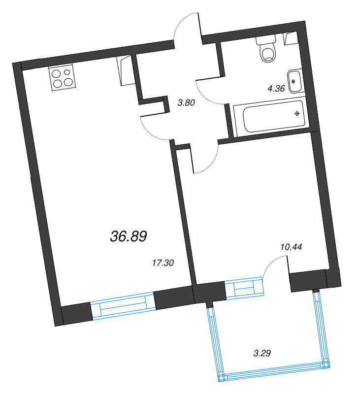 2 ккв (Евро) 36,9 м²
