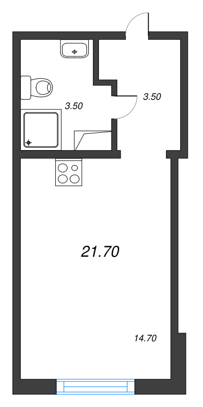 Студия 21,7 м²