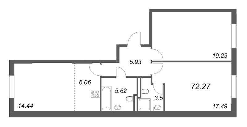 3 ккв (Евро) 72,3 м²