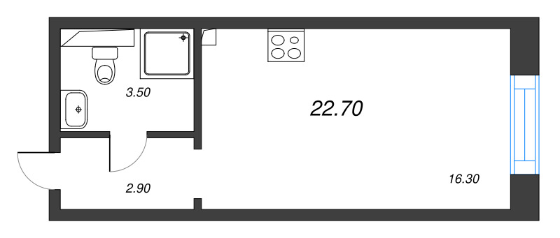 Студия 22,7 м²