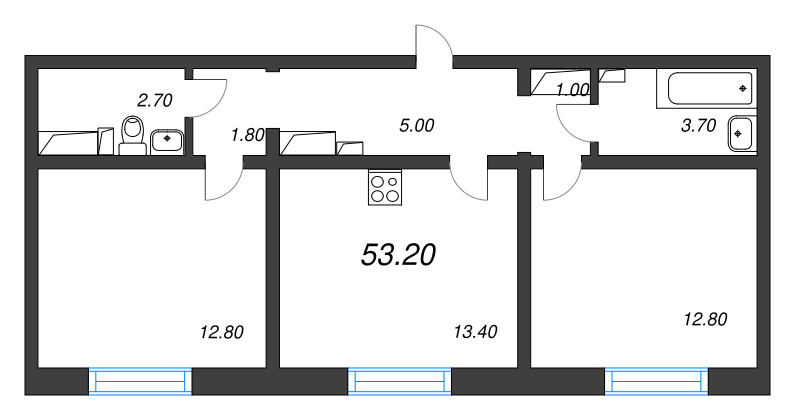 2 ккв 53,9 м²
