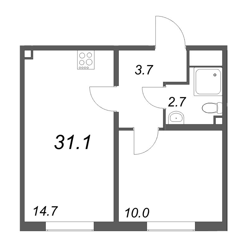 1 ккв 31,6 м²