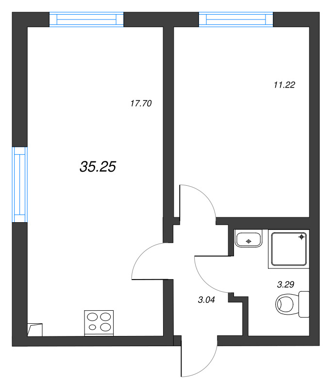 2 ккв (Евро) 35,3 м²
