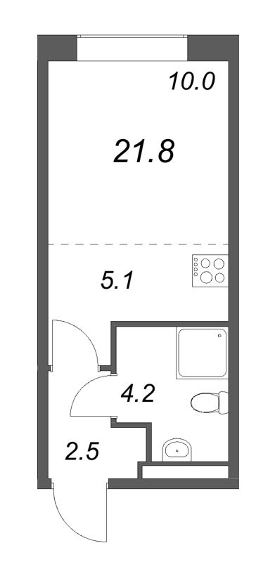 Студия 21,8 м²