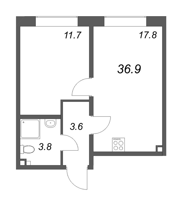 2 ккв (Евро) 36,9 м²
