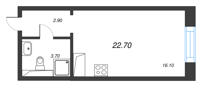 Студия 22,7 м²