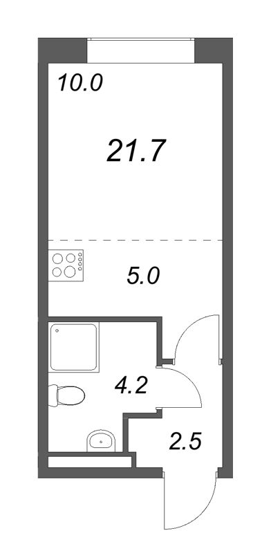 Студия 21,7 м²