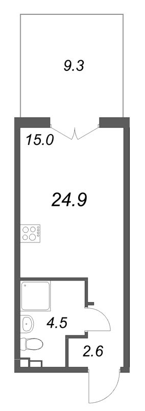Студия 24,9 м²