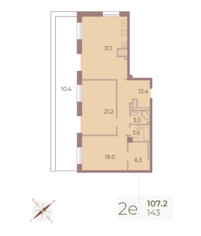 3 ккв (Евро) 105,7 м²