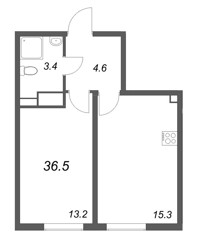 2 ккв (Евро) 36,5 м²