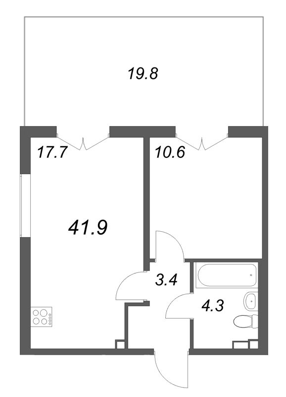 2 ккв (Евро) 41,9 м²