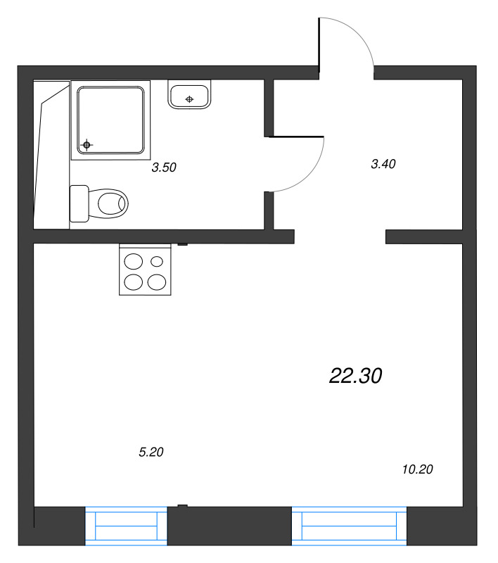 Студия 22,3 м²