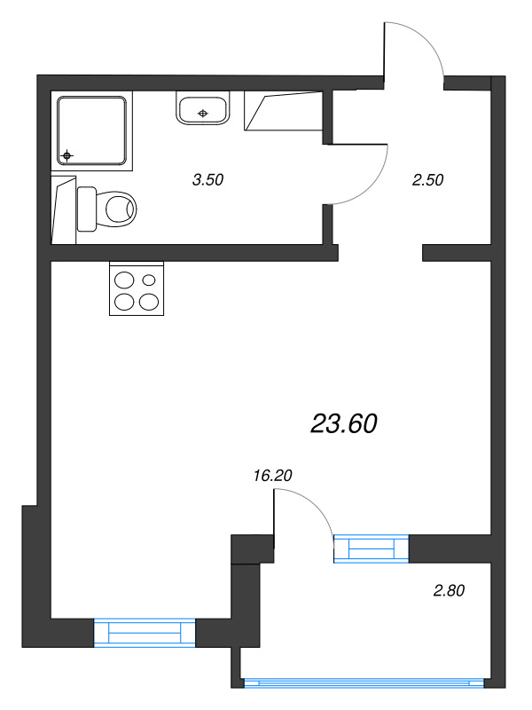 Студия 23,6 м²
